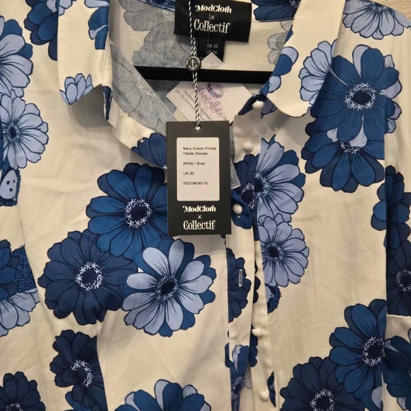 ModCloth x Collectif Collared Daisy Peplum Hem Blouse NWT Size 26W - Picture 4 of 5